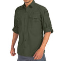 linlon Mens Safari Shirts Long Sleeve UV Protection Hiking Fishing UPF 50+ Quick Dry Cooling Camping Travel Shirts - color: Army Green, size: 3X-Large