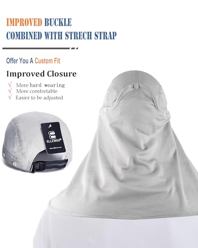 Outdoor Sun Hat for Men Women UPF 50+ Fishing UV Hat with Neck Flap Face Cover for Sun Protection - color: Light Grey-regular Brim