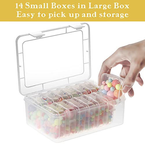 Mathtoxyz Small Bead Organizers, 45 Pieces Plastic Storage Cases Mini Clear Bead Storage Containers Transparent Boxes with Hinged Lid and Rectangle Clear Craft Supply Case - color: Clear - 3P