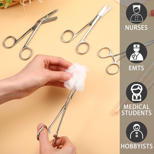 BBTO Hemostat Curved and Straight Hemostat Forceps Piercing Pliers Forceps, Stainless Steel Straight and Curved Pliers, Fishing Tweezer(Silver,4 Pcs) - color: Silver