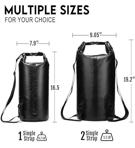 Soulsfeng Waterproof Dry Bag Backpack, Roll Top Floating Dry Storage Bag with Phone Case, Lightweight Dry Sack for Kayaking, Boating, Beach, Travel, Camping 10L, Black - color: Black, size: 10L