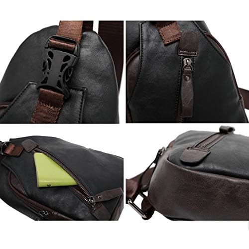 Hebetag Leather Sling Bag Crossbody Backpack for Men Women Travel Outdoor Camping - color: #23brown