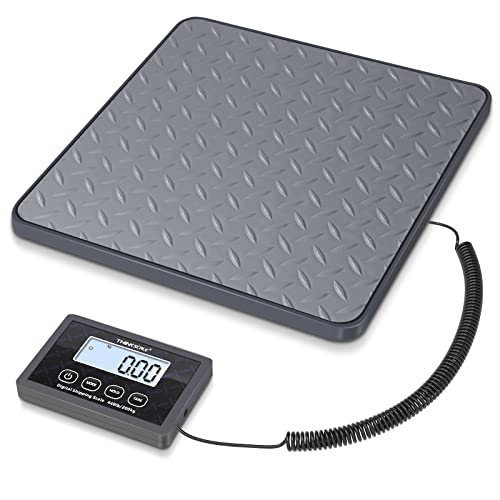 THINKSCALE Shipping Scale, 440 lbs/1 oz Highly Accurate Postal Scale with Hold/Tare/LCD Display, Lightweight Digital Postage Scale for Packages/Luggage/Post Office/Dog, Battery & AC Adapter Included - color: Rubber Gray