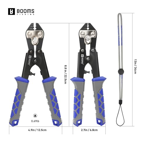 Booms Fishing Crimping Pliers Tool: 8.8in Crimper for Wire & Mono Lines up to 2.2mm - Compatible with Oval & Double Barrel Sleeves - XW42 Rigging Tool for Serious Anglers & Tackle Makers - style: Crimper Only