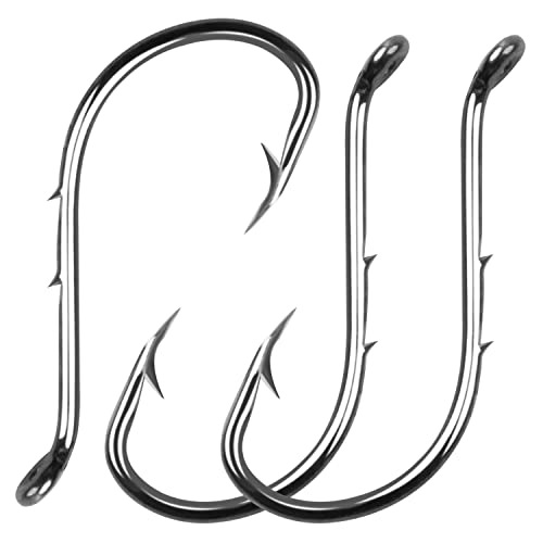 Octopus Baitholder Fishing Hooks, Sharp Barbed Beak Fish Hooks Black High Carbon Steel Circle Jig Hook, Size: 8# - 6/0, 50/100pcs - size: 1#-100PCS