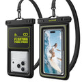 Lamicall IP68 Floating Waterproof Phone Pouch - [2 Pack] Water Proof Phone Case with Lanyard for iPhone 17 16 15 14 13 Pro Max, Galaxy S26 S25 S24 Ultra, Beach Cruise Gifts for Fathers Day, 4-8.5" - color: Green Accent