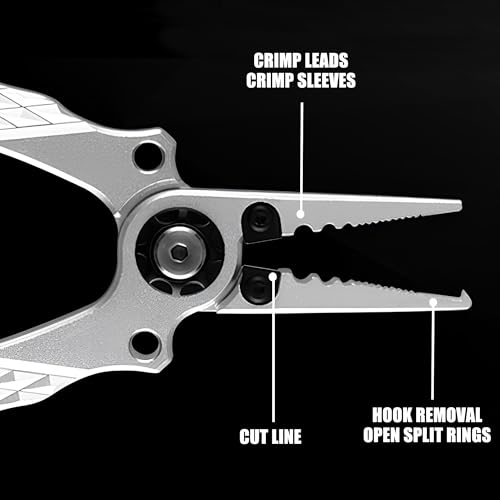 7" Fishing Pliers, Aluminum Fishing Pliers, Fishing Pliers Saltwater, Hook Remover, Split Ring Pliers, Line Cutter, Fishing Tool, Fishing Gifts, Saltwater Fishing Gear