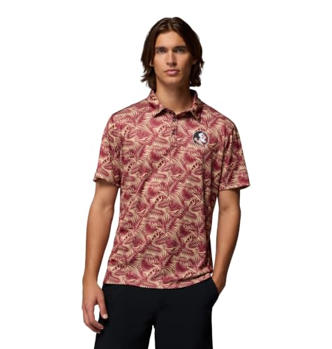 Columbia Men's Collegiate Super Terminal Tackle Polo - color: Fsu - Cabernet Roosters, size: X-Large