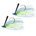 Dr.Fish 2 Pack Swim Jigs Weedless Bass Fishing Jigs Hook Lures with Reinforced Weed Guard Fish Head Swimbait Silicone Skirt Pike Walleye Muskie Freshwater Lures - color: Chartreuse/Blue Shad, size: 1/2oz