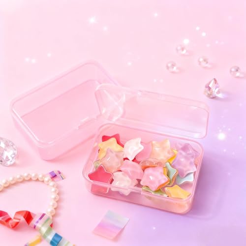 LJY 28 Pieces Rectangular Empty Mini Clear Plastic Organizer Storage Box Containers with Hinged Lids (3.3 x 2.2 x 1 inch, Pink) - color: Pink, size: 3.3 x 2.2 x 1 inch