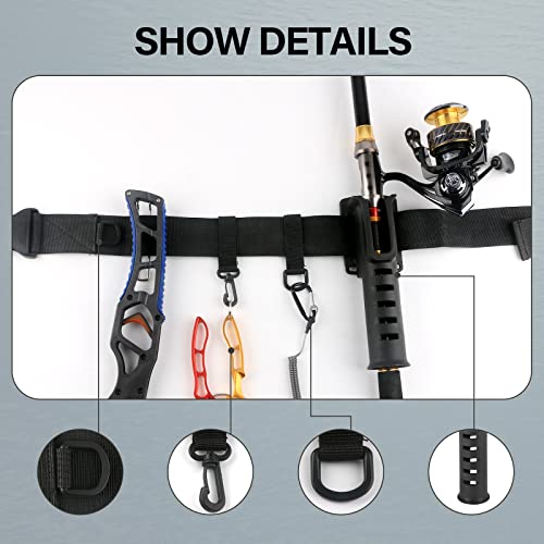 Fishing Wading Belt Rod Holder Adjustable Wader Waist Belt for Fly Surf Casting Spinning Pole Fishing Tool Tackle (Black) - color: Black