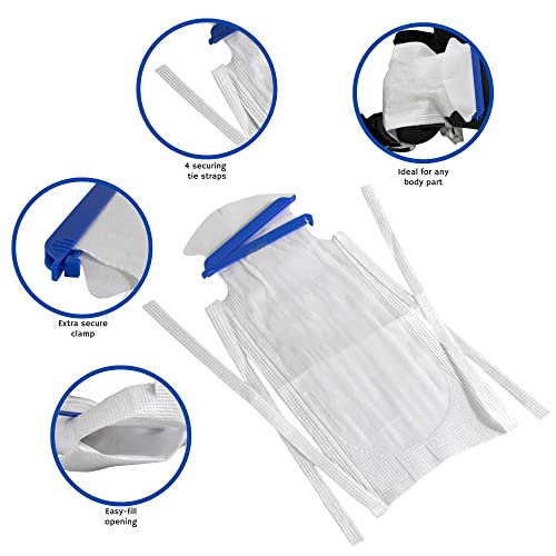 Vakly Large Refillable Ice Bags 6.5 x 14 [Pack of 5] – Reusable Ice Pack with Clamp Closure, Soft Outer Covering & Leak-Resistant Inner Layer for Hospital, Home & Sports Use