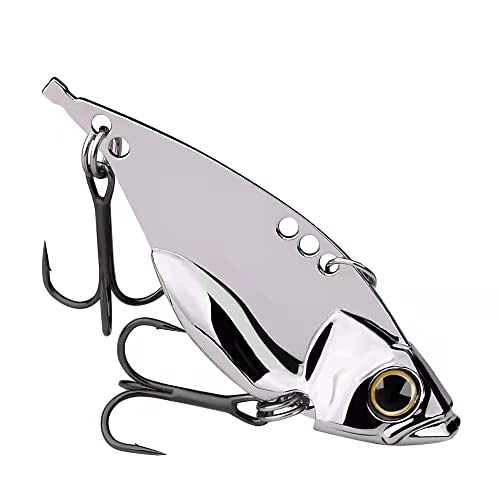 5 Pack Metal Blade Baits for Bass Fishing Lures Hard Metal VIB Fishing Spoons Crankbaits Swimbaits for Trout Walleye Crappie Saltwater Blade Bait Fishing - color: Silver Blade Baits_5pcs/box