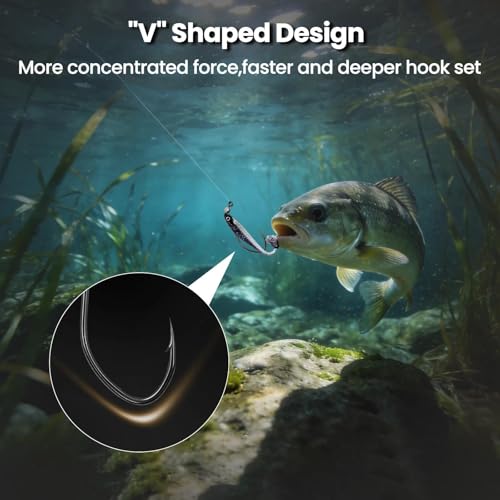 FishTrip 60 Degree Jig Hooks, Long Shank Aberdeen Hooks for Jig Making | 50/100Pcs High Carbon Steel Aberdeen Fishing Hook Jig Molds for Crappie, Bluegill, Panfish, Trout Freshwater Saltwater - size: 2/0_50pcs