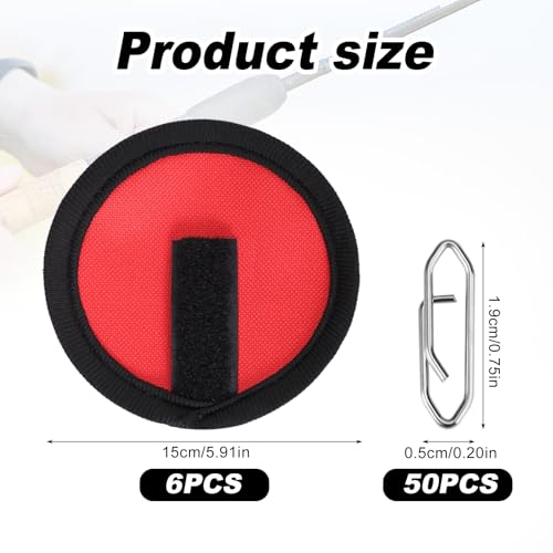 BOXOB 6pcs Fishing Hook Covers, 5.91 Inch Fishing Lure Covers with 50 Stainless Steel Speed Clips Fish Bait Protector Gloves Fish Pole Sleeve Wraps Essential Gear for Fishermen
