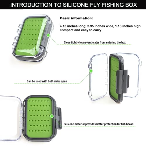 Fly Fishing Flies Assortment Kit, 42 Pieces of Dry, Wet, Nymphs, Streamers, Wooly Buggers, Terrestrials, for Trout Bass Salmon Steelhead, with Silicone Fly Box, Fly Fishermen Gift
