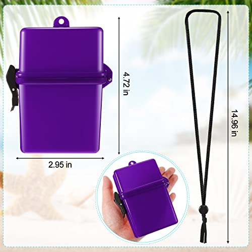 Outus 3 Pcs Waterproof ID Badge Holder Case with Waterproof Buckle 4.72 x 2.95 x 1.57 Inches Floating Sport Case Locker with Adjustable Hanging Rope Plastic Dry Box(Black, Purple, Baby Blue, Classic) - color: Black, Purple, Baby Blue, size: 4.72 x 2.95 x