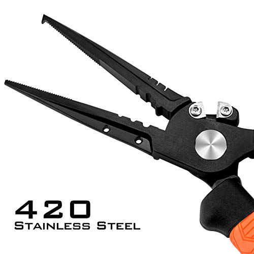 KastKing Speed Demon Pro Fishing Pliers, 420 Stainless Steel, Fishing Tools, Saltwater Resistant Fishing Gear, Tungsten Carbide Cutters, Corrosion Resistant Coating, SuperPolymer Grip Handles - color: B: 8.5'' Split Ring Nose