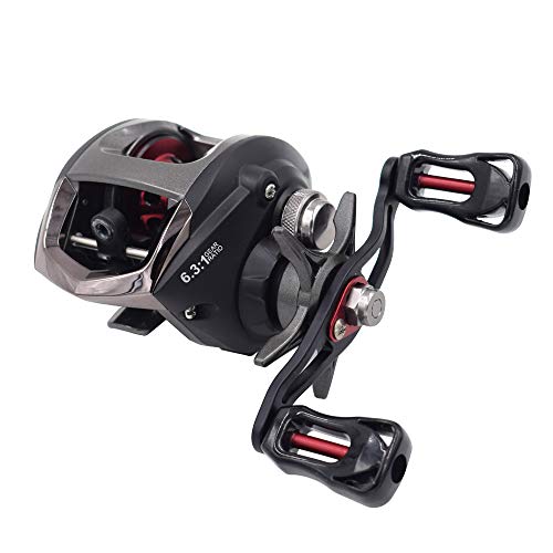 Diwa Baitcasting Fishing Reels Saltwater Freshwater Spincasting Reels Carbon Fiber Drag 18 LBS 12 + 1 Shielded Stainless Steel Ball Bearings Baitcasters Spool Sport Baitcast Reel - style: Left