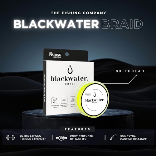 Blackwater Braid 8X Braided Fishing Line – Smooth, Strong UHMWPE Fiber – Abrasion Resistant, Zero Stretch – for Saltwater & Freshwater - color: High Vis Yellow, size: 15LB (150 Yards)