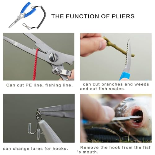 Fishing Gear Tool Kit Fishing Pliers Fillet Fish Lip Gripper Hook Remover Fishing Ruler Line Cutter lanyards Equipment Tools Accessories Set for Saltwater/Flying/Ice Fishing