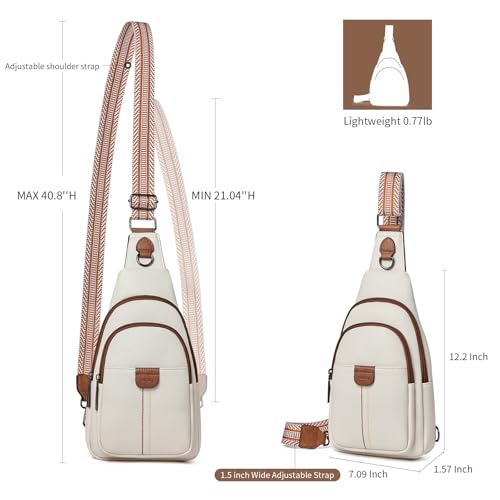 cakang Womens Sling Bag Crossbody Bags for Women Vegan Leather Sling Backpack Daypack Fanny Pack Crossbody Purse Travel - color: 4-white Brown