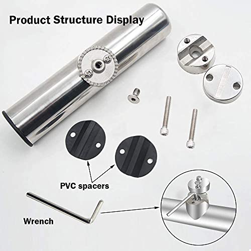 AMYSPORTS Rail Mount Rod Clamp Holders Boat Clamp Holders Rod Stainless Steel Fishing Rods Holder Adjustable Marine Side Mounted Support for Kayak Boats Fishing - size: 2PCS