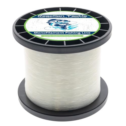 Reaction Tackle Monofilament Fishing Line - Premium Nylon Mono Line, Strong & Abrasion-Resistant, Low Memory for Smooth Long Casts - Freshwater & Saltwater - color: Clear, size: 120lb (430 Yards)