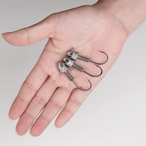 Swimbait Jig Heads with Stacked Cone Keeper, Minnow Style Eye Fishing Jighead 3/16 1/4 3/8 1/2oz (15 PCs) - color: Raw, size: 1/4oz - 3/0 - 15 pack