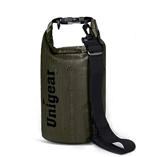 Unigear Dry Bag Waterproof, 2L/5L/10L/20L/30L/40L Floating and Lightweight Bags for Kayaking, Boating, Fishing, Swimming and Camping with Waterproof Phone Case - color: Army Green, size: 10L