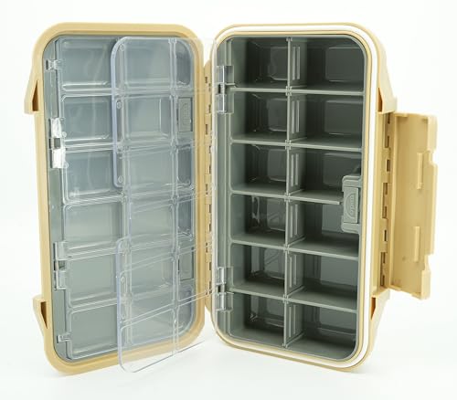 Kingfisher Large Waterproof 24 Compartment Tailwater Nymph Fly Fishing Box - color: Tan