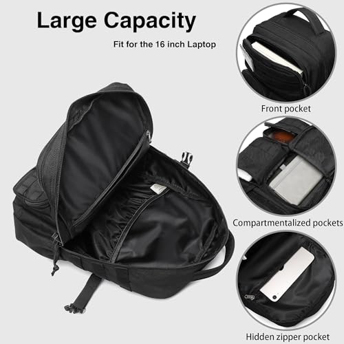Wotony Tactical Backpack - Military waterproof backpack with multiple pockets and tactical gear for the outdoors (Black, 30L) - color: Black, size: 30L