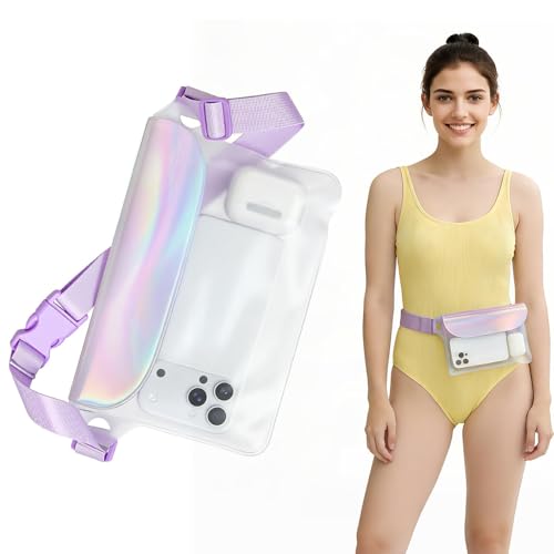 IP68 Waterproof Phone Pouch Case Three-Layer Seal for iPhone 17 16 Pro Max/15/14, IP68 Travel Cellphone Dry Bag Beach Cruise Ship Essential Fanny Pack with Crossbody Lanyard, Iridescent - color: A9- Iridescent Fanny Pack