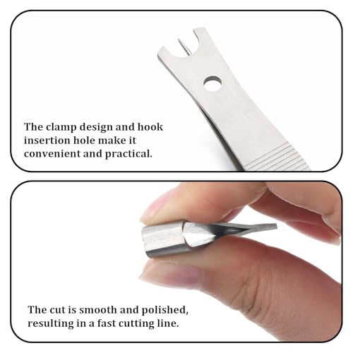 2Pcs Black Silver Stainless Steel Fishing Line Cutter Nipper with Hook Eye Cleaner Pin, Multi Functional Fly Fishing Tool, Compact Fishing Line Scissors (51 * 11.5mm)