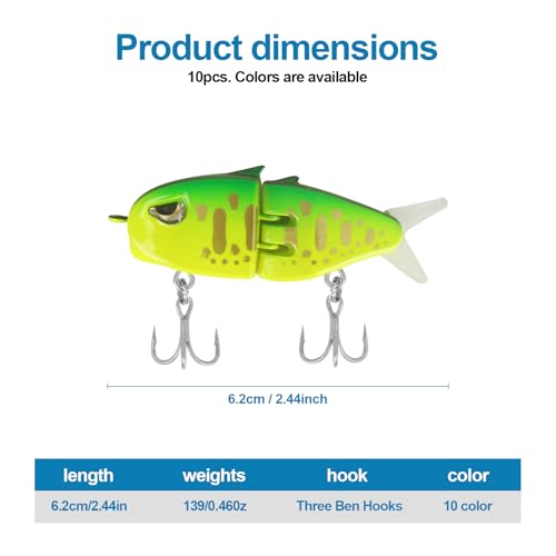Popper Top Water Fishing Lure: Whopper Fishing Lures with Floating Rotating Tail Barb Treble Hooks Saltwater Freshwater for Bass - color: 2pcs green pink