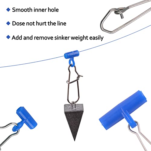 Fishing Sinker Slide Fishing Line Sinker Slider Heavy Duty Fishing Snap Clips Sliding Swivels Sinker Weights Connector Saltwater Surf Fishing Rigs Catfish Bottom Rig Fish Finder Rig - style: 50pcs Blue Slide