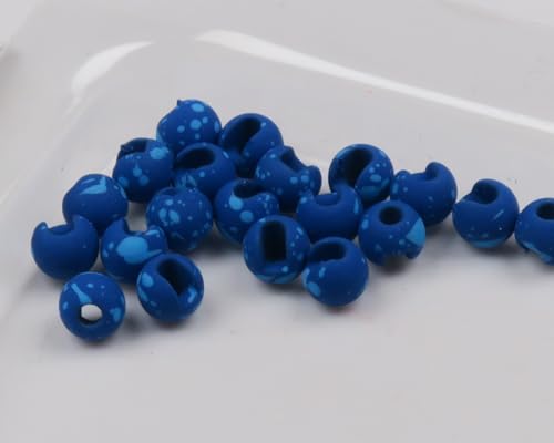 Hareline Fly Tying Mottled Tactical Slotted Tungsten Beads – Natural Finish Weighted Jig Beads, 20 Pack - color: Blue, size: 3/32 2.3mm