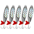 Fishing Lures Casting Spoon Lure, 5pcs Hard Metal Spoon Fishing Lures for Trout Bass Crappie Pike Walleye Saltwater Freshwater Fishing Gear 3/16oz-2oz - color: Silver-red heart, size: 1/4oz(7g)
