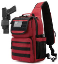Tactical Sling Crossbody Bag Holster Shoulder Backpack 15L Water Bottle Holder Radio Pouch 6 Elastic Slots for Men Women Hiking Hunting Shooting - color: Red
