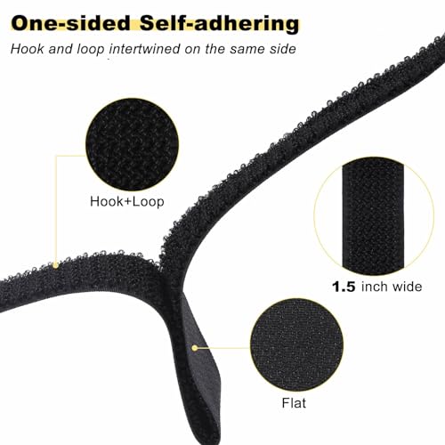 YMCRLUX 1.5"x32ft Hook and Loop Straps with 30 Metal Buckles, Adjustable Fastening Cable Straps, Cut-to-Length Cinch Strap, Reusable Nylon Securing Cord Ties for Organizer or Storage, Black - size: 1.5in x 32ft Black