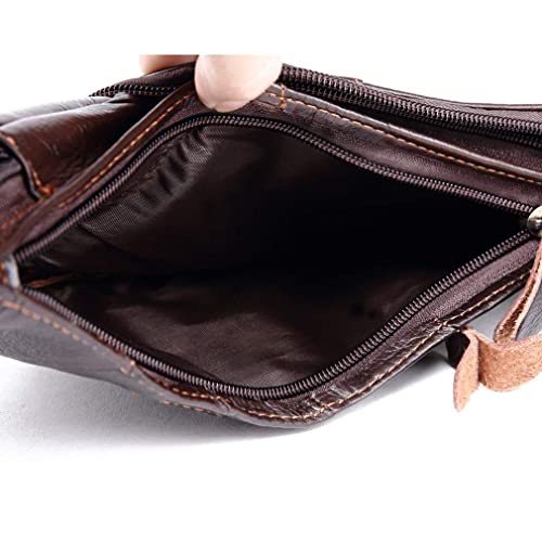 Hebetag Leather Sling Bag Crossbody Backpack for Men Women Travel Outdoor Camping - color: #04coffee