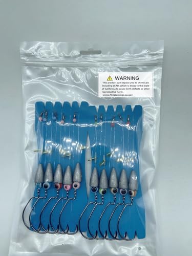 10Pcs Fishing Bullet Weights Texas Rigs Ready Kit,Worms, Sinker (10g/7g/5g), Worm Hooks, Carbon line,Spinner Blades，Eye Beads Bait, Fishing Bass Rig Saltwater Freshwater - size: 1/0, 5g