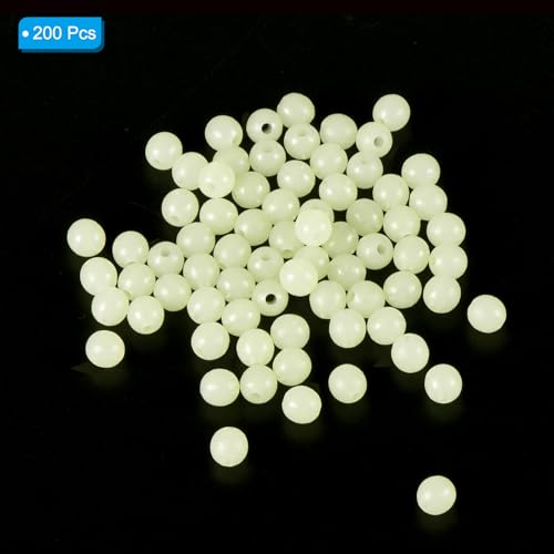 PATIKIL Glow Fishing Beads Plastic Round Rubber Luminous Fishing Bait Eggs Rig Bead Tackle Lures Accessories with Box - color: White, size: 5mm