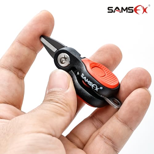 SAMSFX Fishing Nipper with Retractable Tether, Stainless Steel Blades that Cut Braid, Mono and Fluoro Lines, SNIP, Fishing Line Cutters (Red) - color: Red