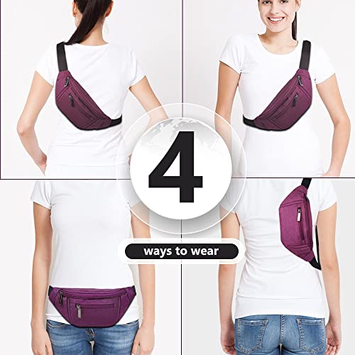 AIKENDO Crossbody Fanny Pack for Women Fashionable,Fashion Waist Bag Purse | Belt Bag for Travel Walking Running Hiking Cycling, Adjustable Lightweight Hip Pack, Easy Carry Any Phone,Wallet(Purple) - color: Purple