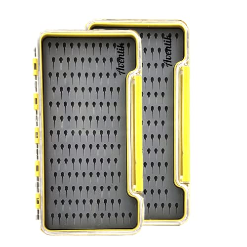 Aventik Silicone Fly Boxes Super Slim Waterproof Best Pocket Sizes Fly Fishing Storage 7.36"X4.02"X0.63"/5.39"X3.74" X0.63'(2pc-g048lt) - style: 2PC-G048LT:7.36"X4.02"X0.63"