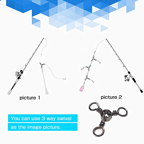 AMYSPORTS Fishing Connector Fish Swivels Tackle 3 Way Fishing Swivel Saltwater Freshwater Fishing Tackle Accessories Crossline Trolling Line Lure Connector - size: Size6 (33lb) 50 pcs
