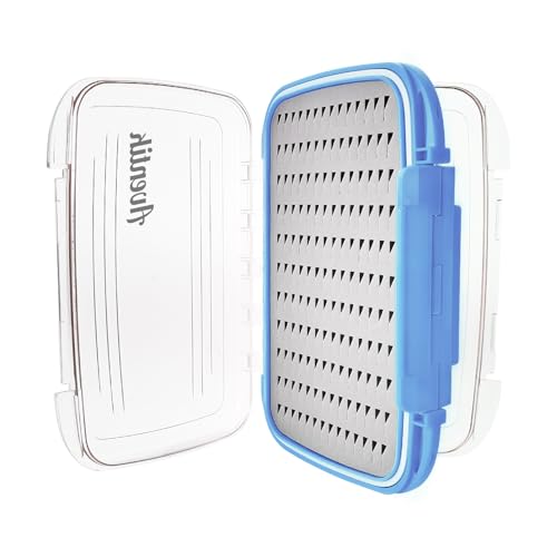 Aventik Waterproof Clear Fly Box Double Sides Floating Lightweight Fly Fishing Case Large Capacity Grip Foam Nymph Wet Dry Flies Lure Box(H18 Blue, SIZE C:7.32X4.56X1.57inch) - color: Blue, size: SIZE C:7.32X4.56X1.57inch