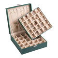 Frebeauty Earring Organizer Classic Jewelry Box 50 Slots Double Layer Jewelry Storage Case with 6 Necklace Hook and Bracelet Pocket(Blackish Green) - color: Blackish Green