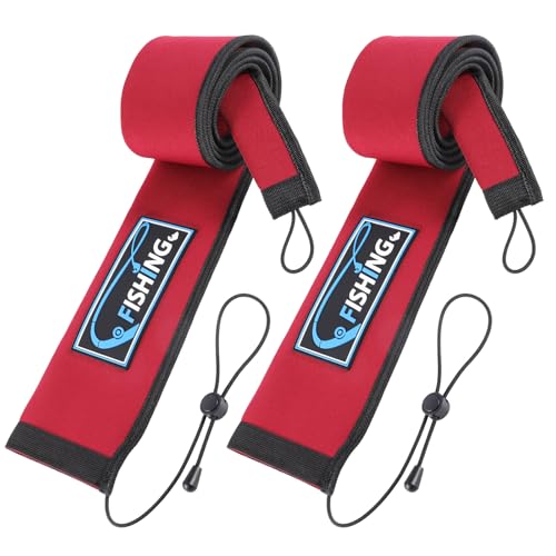 2Pcs Neoprene Fishing Rod Sleeve for Casting, Trolling, Spinning Rods – Lightproof & Puncture Resistant Rod Cover - color: Red, size: 65" - 2Pcs
